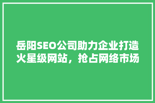 岳阳SEO公司助力企业打造火星级网站，抢占网络市场制高点