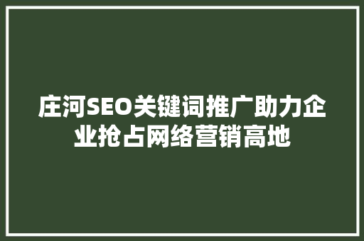 庄河SEO关键词推广助力企业抢占网络营销高地  第1张