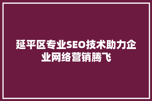 延平区专业SEO技术助力企业网络营销腾飞
