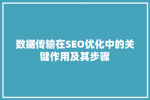 数据传输在SEO优化中的关键作用及其步骤