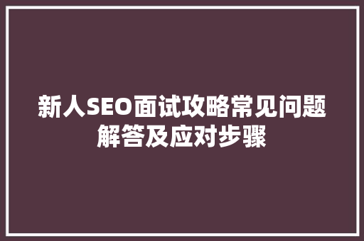 新人SEO面试攻略常见问题解答及应对步骤