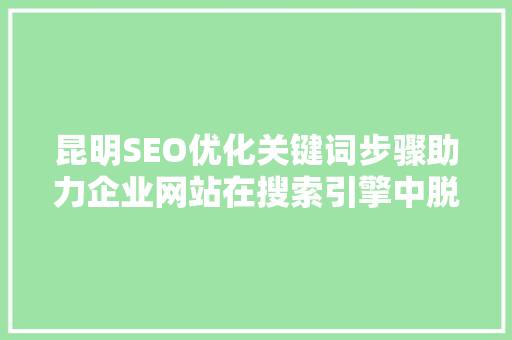 昆明SEO优化关键词步骤助力企业网站在搜索引擎中脱颖而出