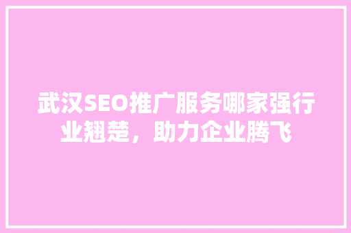 武汉SEO推广服务哪家强行业翘楚，助力企业腾飞