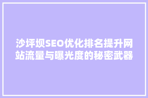 沙坪坝SEO优化排名提升网站流量与曝光度的秘密武器