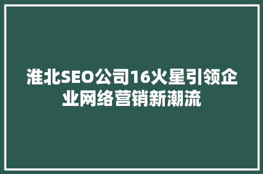 淮北SEO公司16火星引领企业网络营销新潮流