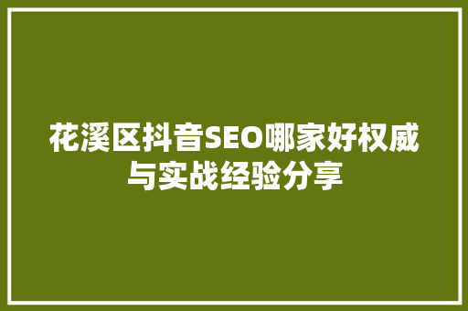 花溪区抖音SEO哪家好权威与实战经验分享