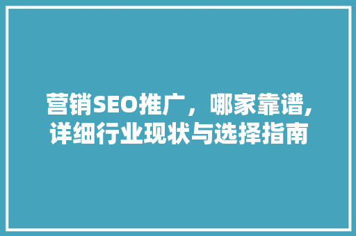 营销SEO推广，哪家靠谱,详细行业现状与选择指南