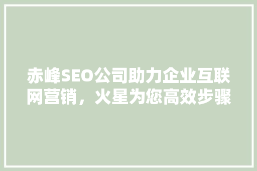 赤峰SEO公司助力企业互联网营销，火星为您高效步骤