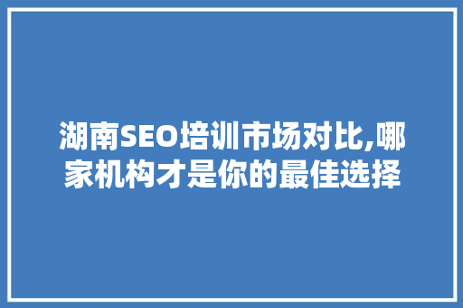 湖南SEO培训市场对比,哪家机构才是你的最佳选择