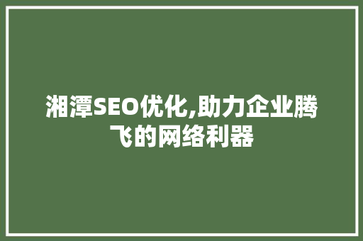 湘潭SEO优化,助力企业腾飞的网络利器