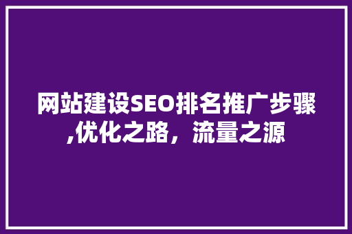 网站建设SEO排名推广步骤,优化之路，流量之源