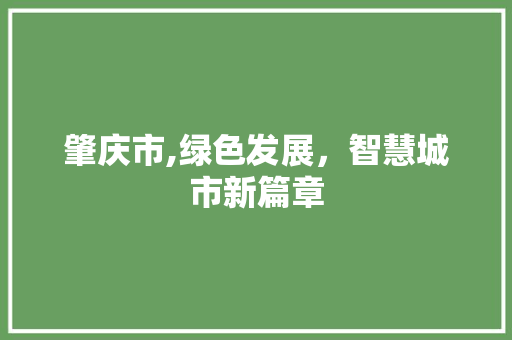 肇庆市,绿色发展，智慧城市新篇章