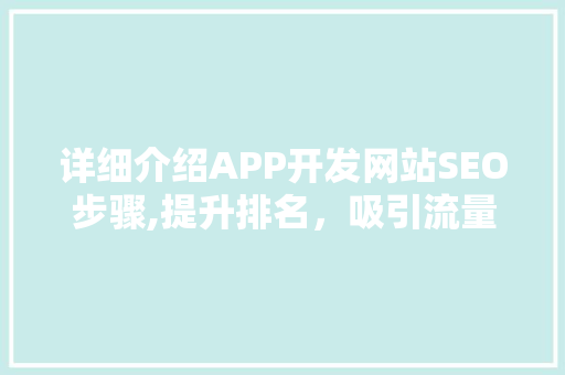 详细介绍APP开发网站SEO步骤,提升排名，吸引流量