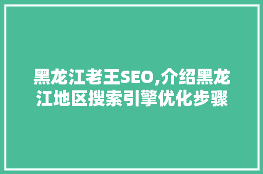 黑龙江老王SEO,介绍黑龙江地区搜索引擎优化步骤