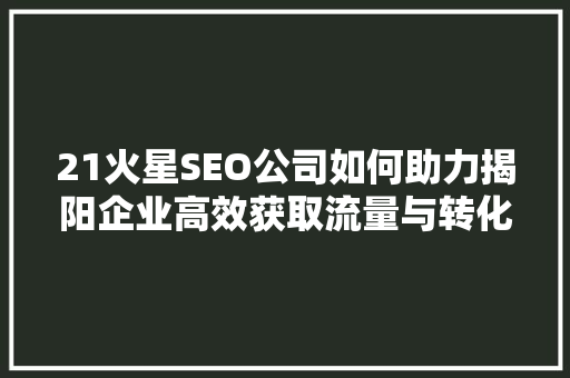 21火星SEO公司如何助力揭阳企业高效获取流量与转化