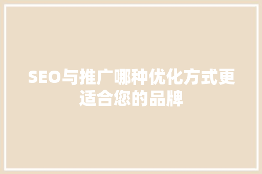 SEO与推广哪种优化方式更适合您的品牌