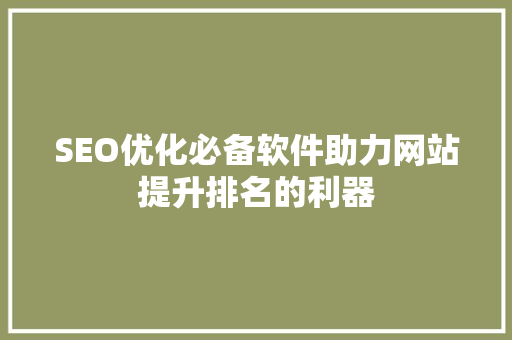 SEO优化必备软件助力网站提升排名的利器