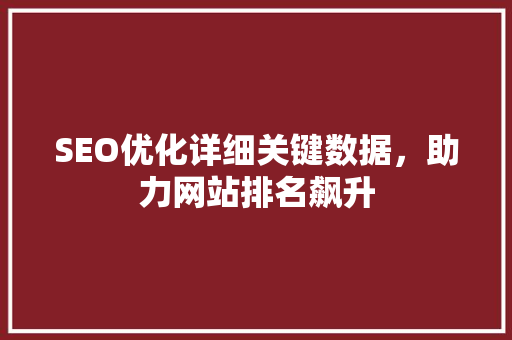 SEO优化详细关键数据，助力网站排名飙升
