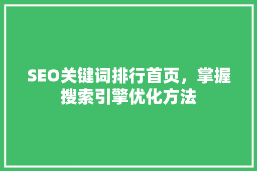 SEO关键词排行首页，掌握搜索引擎优化方法