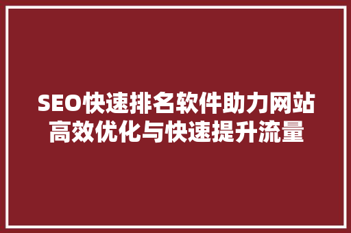 SEO快速排名软件助力网站高效优化与快速提升流量