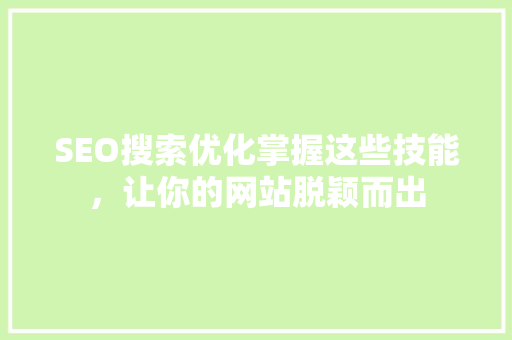SEO搜索优化掌握这些技能，让你的网站脱颖而出