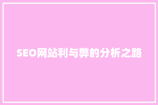 SEO网站利与弊的分析之路