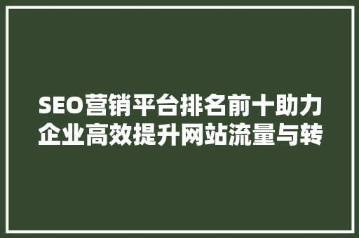 SEO营销平台排名前十助力企业高效提升网站流量与转化率