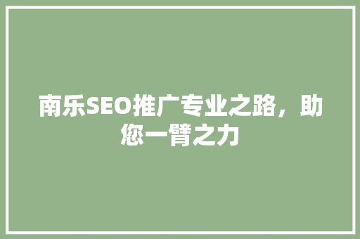 南乐SEO推广专业之路，助您一臂之力