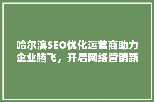 哈尔滨SEO优化运营商助力企业腾飞，开启网络营销新篇章