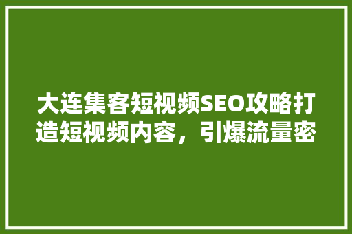 大连集客短视频SEO攻略打造短视频内容，引爆流量密码