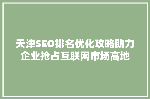 天津SEO排名优化攻略助力企业抢占互联网市场高地  第1张