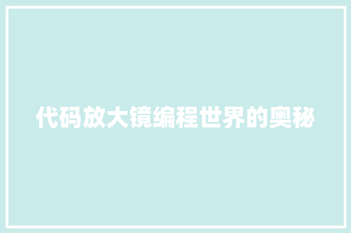 代码放大镜编程世界的奥秘