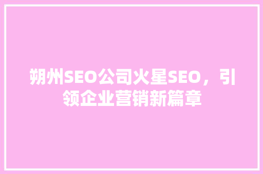朔州SEO公司火星SEO，引领企业营销新篇章  第1张
