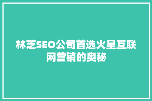 林芝SEO公司首选火星互联网营销的奥秘