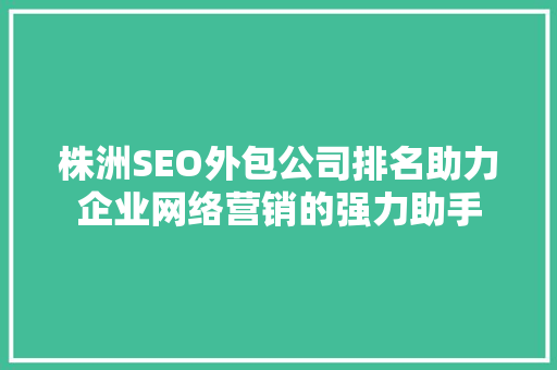 株洲SEO外包公司排名助力企业网络营销的强力助手  第1张