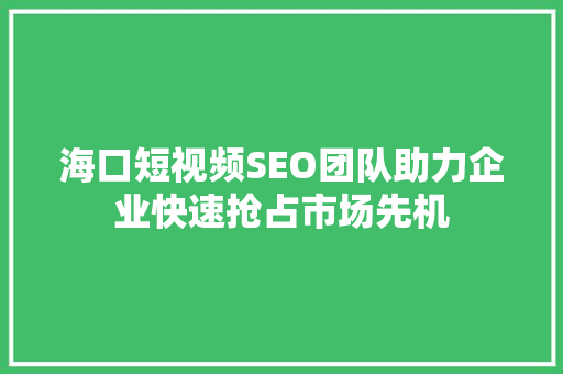 海口短视频SEO团队助力企业快速抢占市场先机  第1张