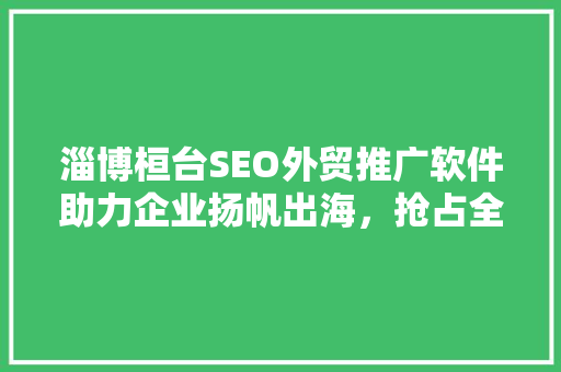 淄博桓台SEO外贸推广软件助力企业扬帆出海，抢占全球市场先机