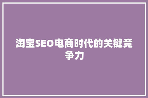 淘宝SEO电商时代的关键竞争力  第1张
