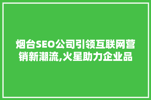 烟台SEO公司引领互联网营销新潮流,火星助力企业品牌腾飞  第1张