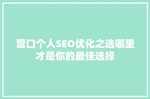 营口个人SEO优化之选哪里才是你的最佳选择  第1张