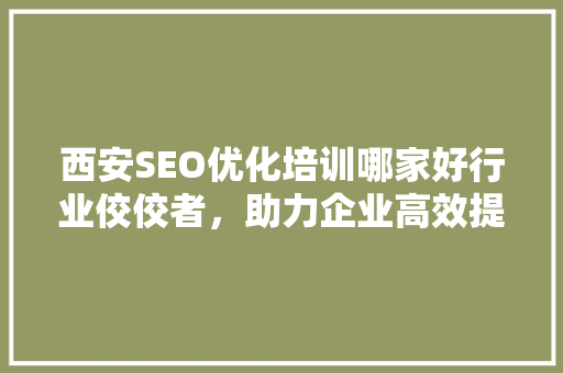 西安SEO优化培训哪家好行业佼佼者，助力企业高效提升排名  第1张