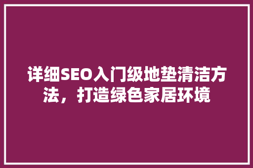 详细SEO入门级地垫清洁方法，打造绿色家居环境