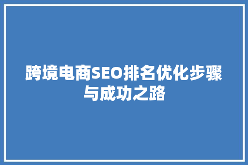 跨境电商SEO排名优化步骤与成功之路