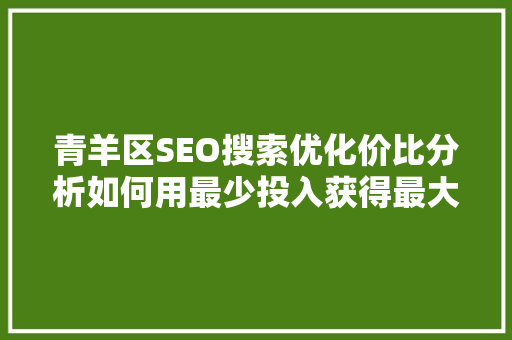 青羊区SEO搜索优化价比分析如何用最少投入获得最大回报
