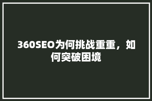 360SEO为何挑战重重，如何突破困境