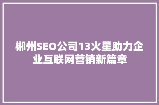 郴州SEO公司13火星助力企业互联网营销新篇章  第1张