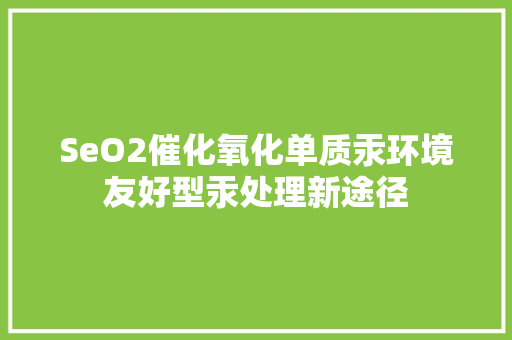 SeO2催化氧化单质汞环境友好型汞处理新途径