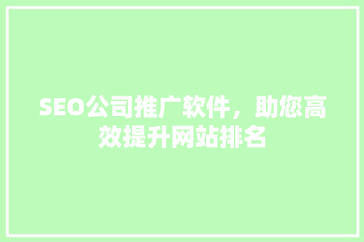 SEO公司推广软件，助您高效提升网站排名  第1张