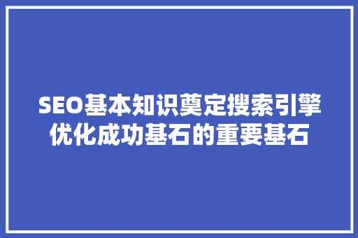 SEO基本知识奠定搜索引擎优化成功基石的重要基石