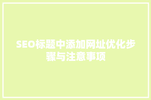 SEO标题中添加网址优化步骤与注意事项